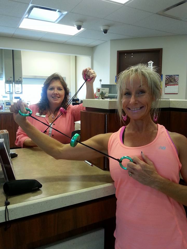 Fitness Buff Rhonda sells a SpinGym while making an office visit!